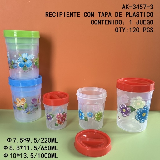 [AK-3457-3 [120 PZS/CAJA]] [AK-3457-3]RECIPIENTE CON TAPA DE PLASTICO