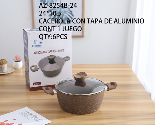 [AZ-8254B-24 [6 PZS/CAJA]] [AZ-8254B-24]CACEROLA CON TAPA DE ALUMINIO