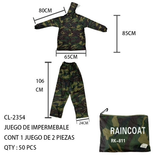 [CL-2354 [50 PZS/CAJA]] [CL-2354]JUEGO DE IMPERMEBALE