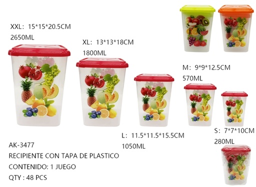 [AK-3477 [48 PZS/CAJA]] [AK-3477]RECIPIENTE CON TAPA DE PLASTICO