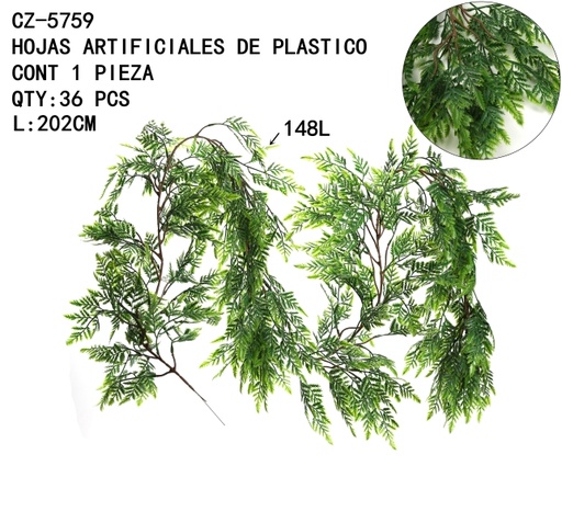 [CZ-5759 [36 PZS/CAJA]] [CZ-5759]HOJAS ARTIFICIALES DE PLASTICO
