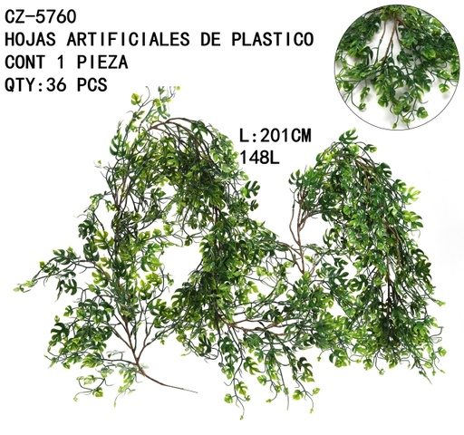 [CZ-5760 [36 PZS/CAJA]] [CZ-5760]HOJAS ARTIFICIALES DE PLASTICO