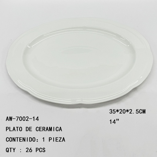 [AW-7002-14 [26 PZS/CAJA]] [AW-7002-14]PLATO DE CERAMICA