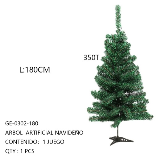 [GE-0302-180 [1 PZS/CAJA]] [GE-0302-180]180CM ARBOL  ARTIFICIAL NAVIDEÑO (350T)