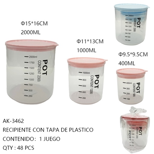 [AK-3462 [48 PZS/CAJA]] [AK-3462]RECIPIENTE CON TAPA DE PLASTICO