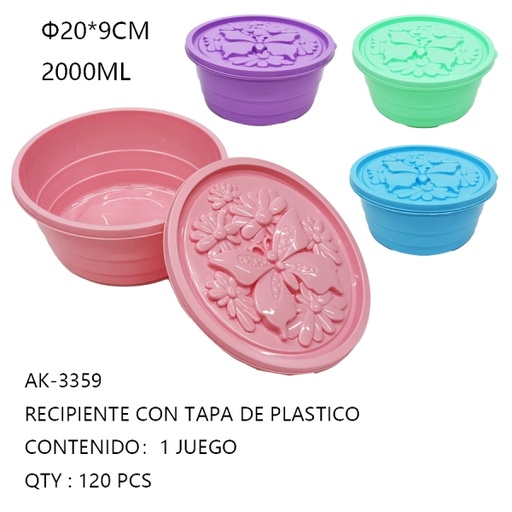 [AK-3359 [120 PZS/CAJA]] [AK-3359]RECIPIENTE CON TAPA DE PLASTICO