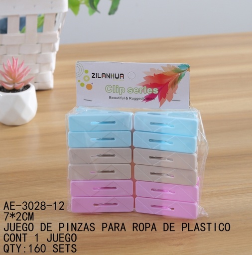 [AE-3028-12 [160 PZS/CAJA]] [AE-3028-12]JUEGO DE PINZAS PARA ROPA DE PLASTICO