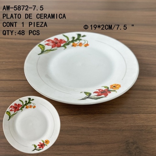 [AW-5872-7.5 [48 PZS/CAJA]] [AW-5872-7.5]PLATO DE CERAMICA