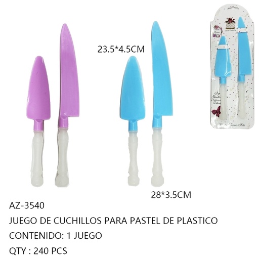 [AZ-3540 [240 PZS/CAJA]] [AZ-3540]JUEGO DE CUCHILLOS PARA PASTEL DE PLASTICO