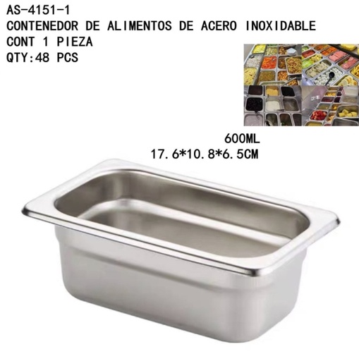 [AS-4151-1 [48 PZS/CAJA]] [AS-4151-1]CONTENEDOR DE ALIMENTOS DE ACERO INOXIDABLE 
