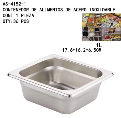 [AS-4152-1 [36 PZS/CAJA]] [AS-4152-1]CONTENEDOR DE ALIMENTOS DE ACERO INOXIDABLE 
