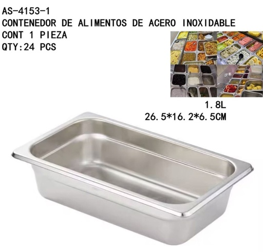 [AS-4153-1 [24 PZS/CAJA]] [AS-4153-1]CONTENEDOR DE ALIMENTOS DE ACERO INOXIDABLE 