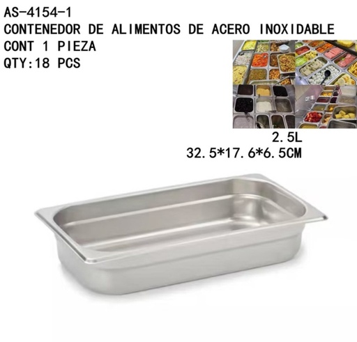 [AS-4154-1 [18 PZS/CAJA]] [AS-4154-1]CONTENEDOR DE ALIMENTOS DE ACERO INOXIDABLE 