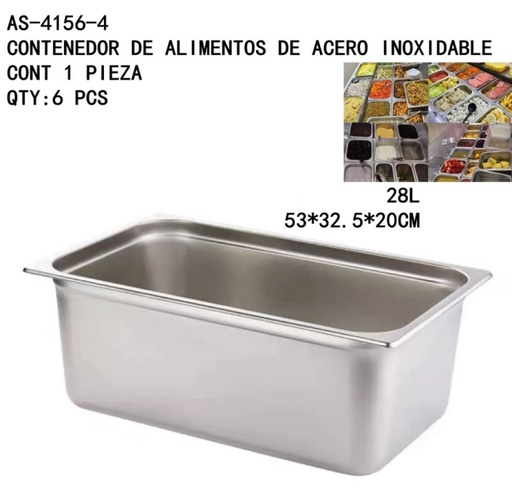 [AS-4156-4 [6 PZS/CAJA]] [AS-4156-4]CONTENEDOR DE ALIMENTOS DE ACERO INOXIDABLE 