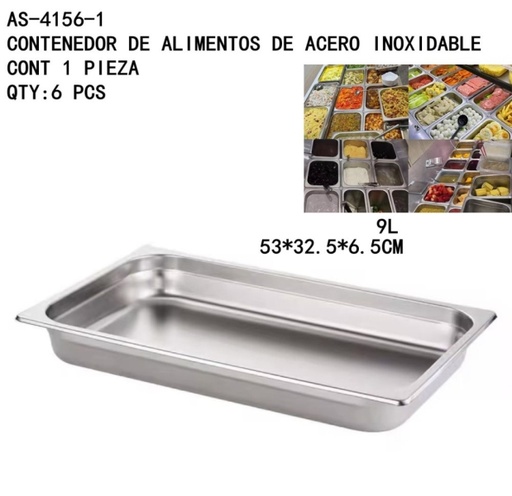 [AS-4156-1 [6 PZS/CAJA]] [AS-4156-1]CONTENEDOR DE ALIMENTOS DE ACERO INOXIDABLE 