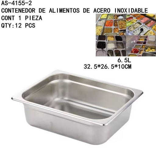 [AS-4155-2 [12 PZS/CAJA]] [AS-4155-2]CONTENEDOR DE ALIMENTOS DE ACERO INOXIDABLE 