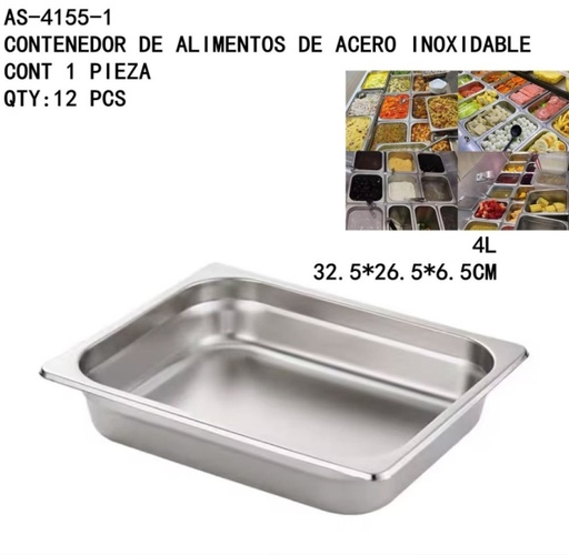 [AS-4155-1 [12 PZS/CAJA]] [AS-4155-1]CONTENEDOR DE ALIMENTOS DE ACERO INOXIDABLE 