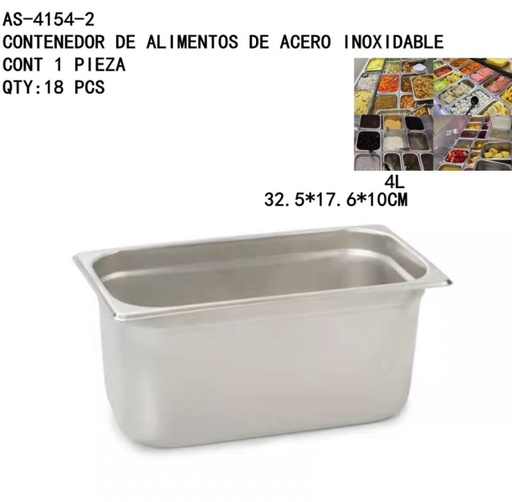 [AS-4154-2 [18 PZS/CAJA]] [AS-4154-2]CONTENEDOR DE ALIMENTOS DE ACERO INOXIDABLE 