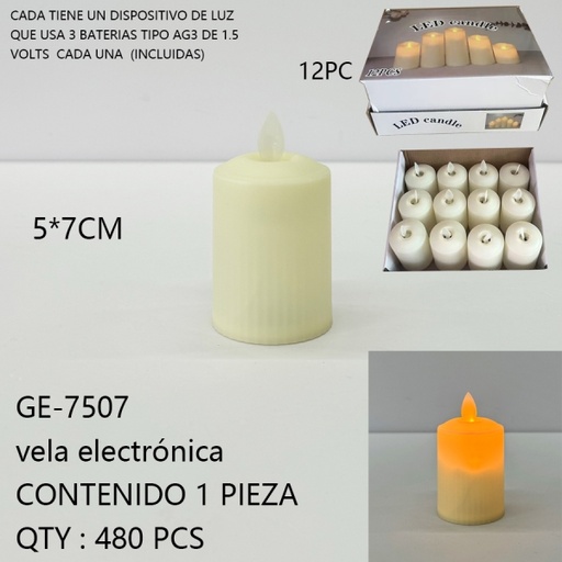 [GE-7507[480PZS/CAJA]] [GE-7507]vela electrónica 