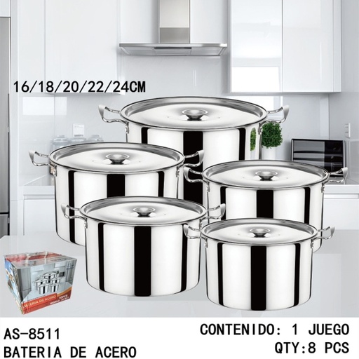 [AS-8511[8PZS/CAJA]] [AS-8511]BATERIA DE ACERO 