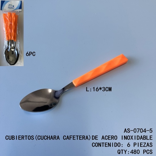 [AS-0704-5[480PZS/CAJA]] [AS-0704-5]CUBIERTOS(CUCHARA CAFETERA)DE ACERO INOXIDABLE 