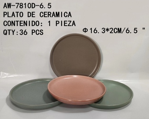 [AW-7810D-6.5[36PZS/CAJA]] [AW-7810D-6.5]PLATO DE CERAMICA 