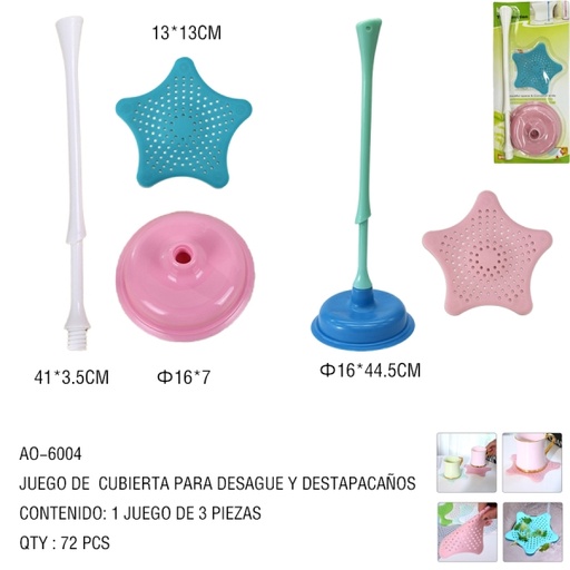 [AO-6004[72PZS/CAJA]] [AO-6004]JUEGO DE  CUBIERTA PARA DESAGUE Y DESTAPACAÑOS 