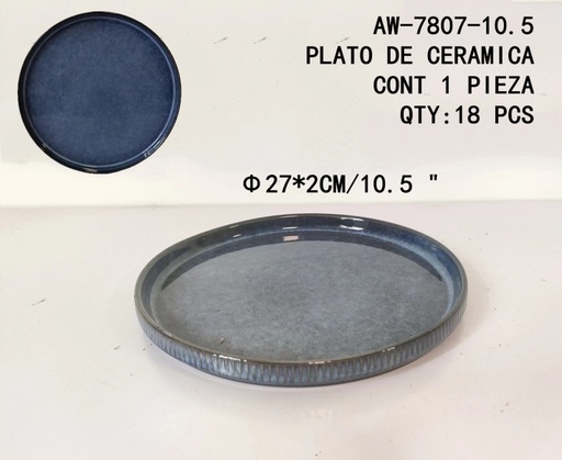 [AW-7807-10.5[18PZS/CAJA]] [AW-7807-10.5]PLATO DE CERAMICA 
