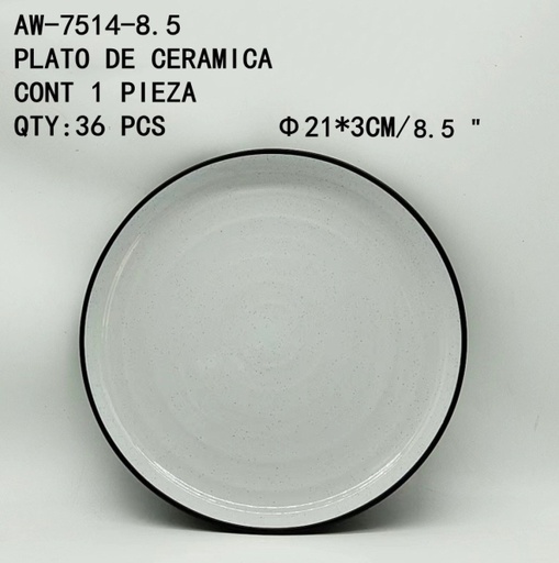 [AW-7514-8.5[36PZS/CAJA]] [AW-7514-8.5]PLATO DE CERAMICA 