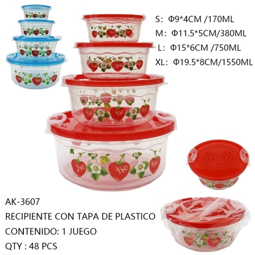 [AK-3607[48PZS/CAJA]] [AK-3607]RECIPIENTE CON TAPA DE PLASTICO 