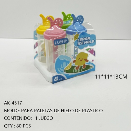[AK-4517[80PZS/CAJA]] [AK-4517]MOLDE PARA PALETAS DE HIELO DE PLASTICO 