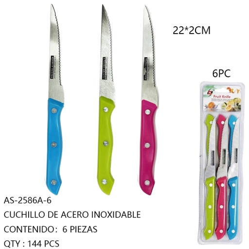 [AS-2586A-6[144PZS/CAJA]] [AS-2586A-6] CUCHILLO DE ACERO INOXIDABLE 