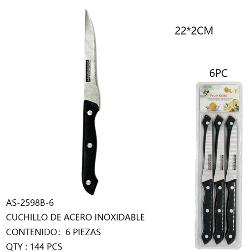 [AS-2598B-6[144PZS/CAJA]] [AS-2598B-6] CUCHILLO DE ACERO INOXIDABLE 