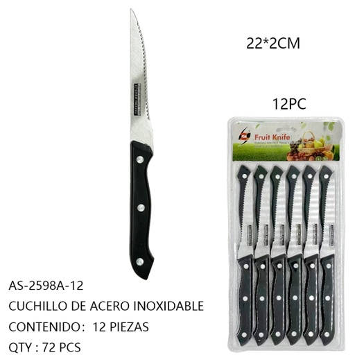 [AS-2598A-12[72PZS/CAJA]] [AS-2598A-12] CUCHILLO DE ACERO INOXIDABLE 