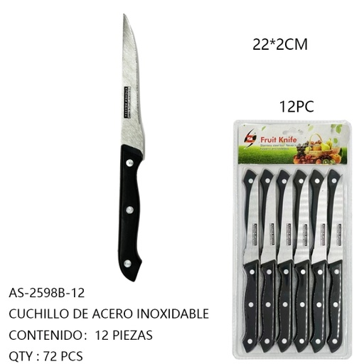 [AS-2598B-12[72PZS/CAJA]] [AS-2598B-12] CUCHILLO DE ACERO INOXIDABLE 