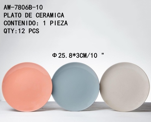 [AW-7806B-10[12PZS/CAJA]] [AW-7806B-10]PLATO DE CERAMICA 
