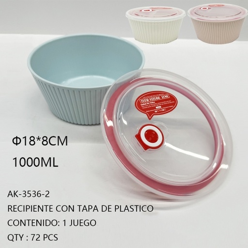 [AK-3536-2[72PZS/CAJA]] [AK-3536-2]RECIPIENTE CON TAPA DE PLASTICO 