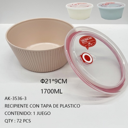 [AK-3536-3[72PZS/CAJA]] [AK-3536-3]RECIPIENTE CON TAPA DE PLASTICO 
