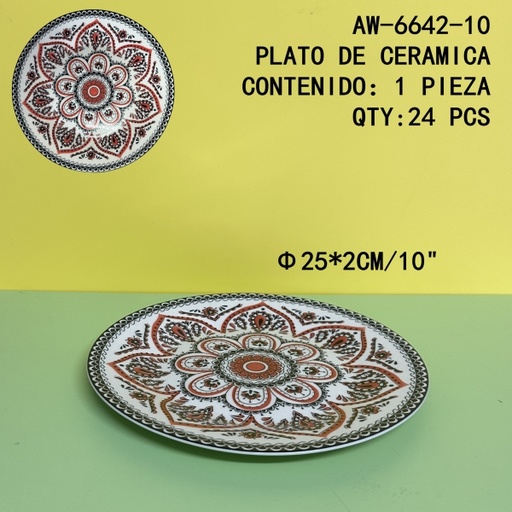 [AW-6642-10[24PZS/CAJA]] [AW-6642-10]PLATO DE CERAMICA 