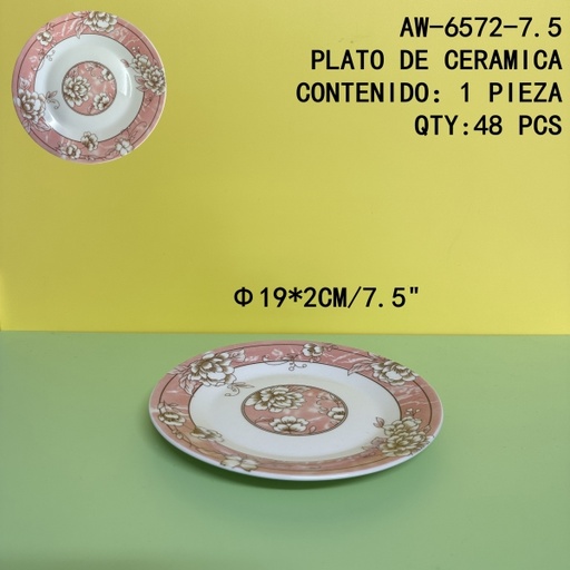 [AW-6572-7.5[48PZS/CAJA]] [AW-6572-7.5]PLATO DE CERAMICA 
