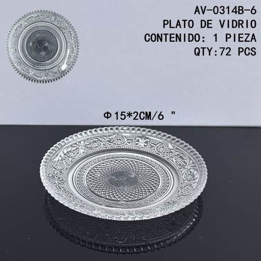 [AV-0314B-6[72PZS/CAJA]] [AV-0314B-6]PLATO DE VIDRIO 