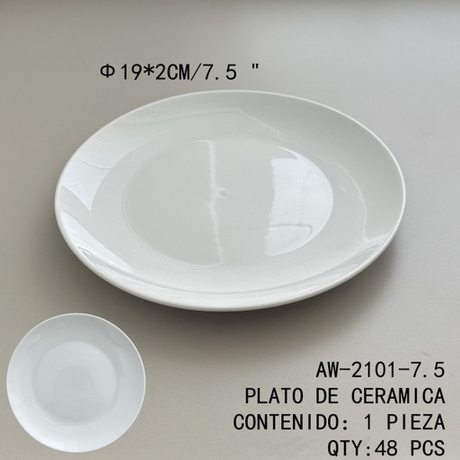 [AW-2101-7.5[48PZS/CAJA]] [AW-2101-7.5]PLATO DE CERAMICA 