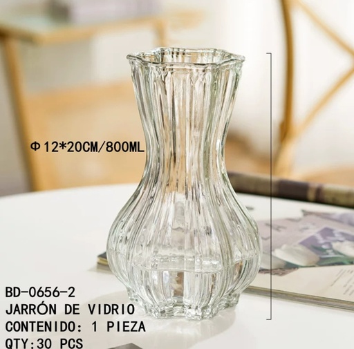[BD-0656-2[30PZS/CAJA]] [BD-0656-2]JARRÓN DE VIDRIO 
