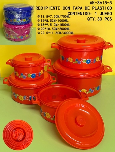 [AK-3615-5[30PZS/CAJA]] [AK-3615-5]RECIPIENTE CON TAPA DE PLASTICO 