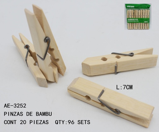 [AE-3252[96PZS/CAJA]] [AE-3252]PINZAS DE BAMBU 