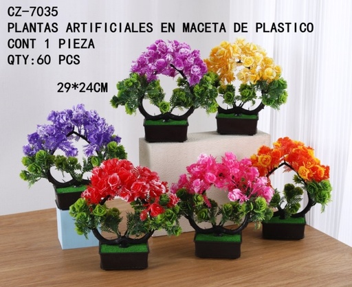 [CZ-7035[60PZS/CAJA]] [CZ-7035]PLANTA ARTIFICIAL EN MACETA 