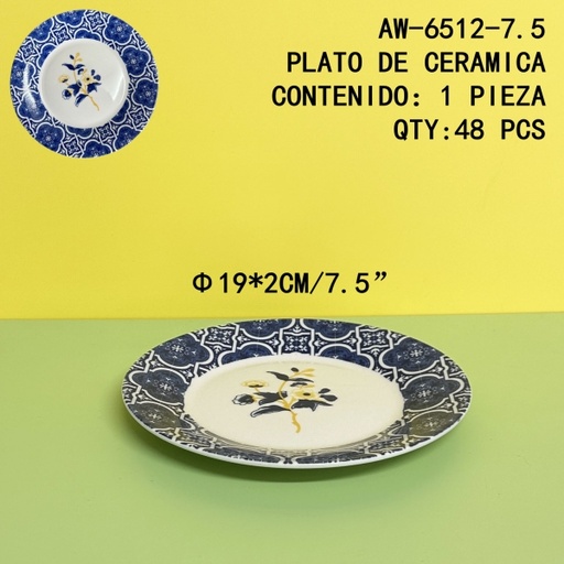 [AW-6512-7.5[48PZS/CAJA]] [AW-6512-7.5]PLATO DE CERAMICA 