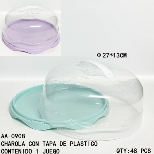 [AA-0908[48PZS/CAJA]] [AA-0908] CHAROLA CON TAPA DE PLASTICO 