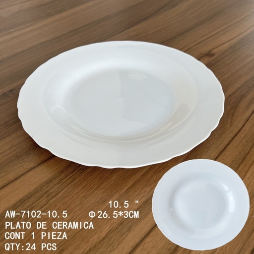 [AW-7102-10.5[24PZS/CAJA]] [AW-7102-10.5]PLATO DE CERAMICA 