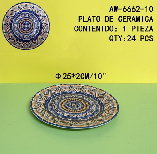 [AW-6662-10[24PZS/CAJA]] [AW-6662-10]PLATO DE CERAMICA 